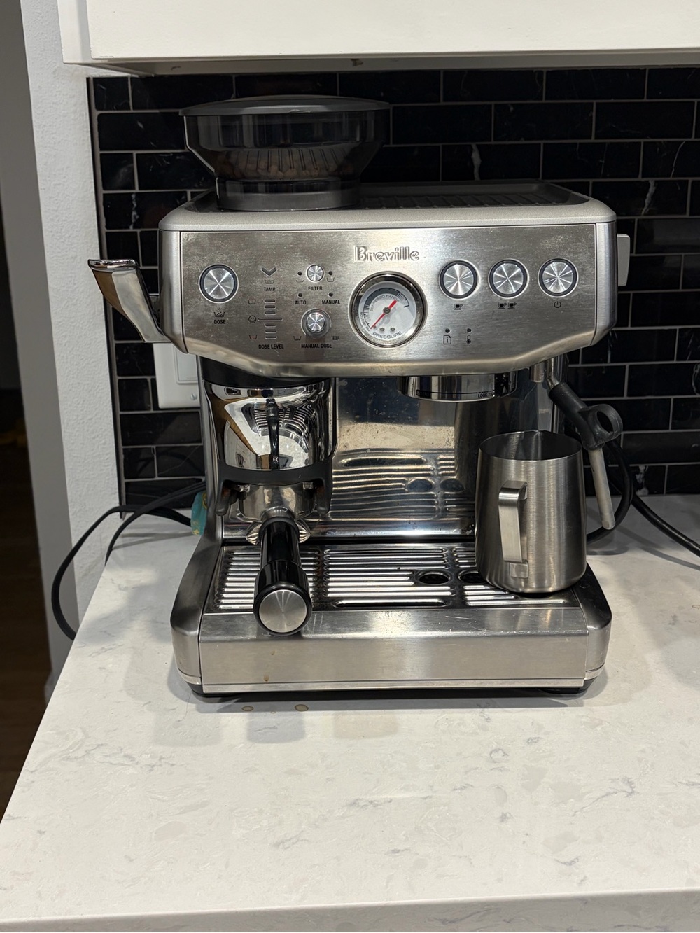 Breville Stainless Steel Espresso Machine with Built-in Grinder - Silver